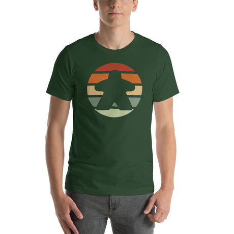 Board Game Meeple in a Striped Sunset Unisex T-Shirt