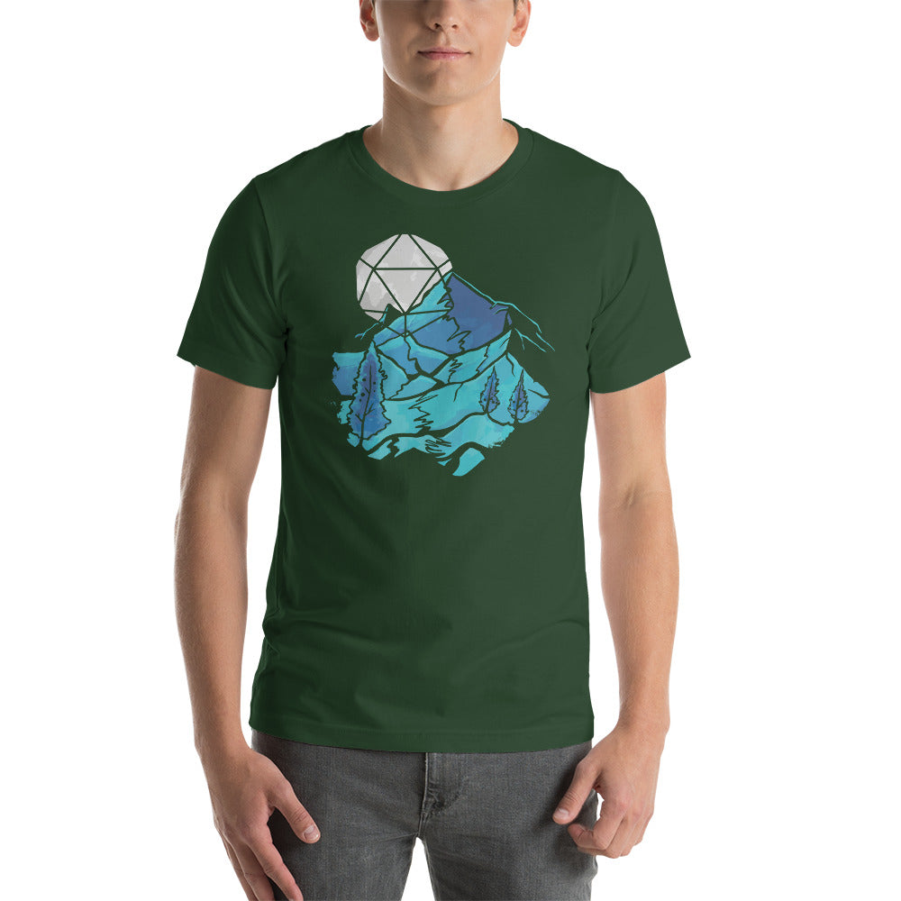 Moon in a D20 D&D Dice Moon Landscape Unisex T-Shirt