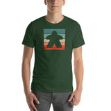 Board Game Meeple in a Retro Square Stripes Unisex T-Shirt