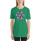 Floral Skulls Pattern in a D20 D&D Dice Unisex T-Shirt