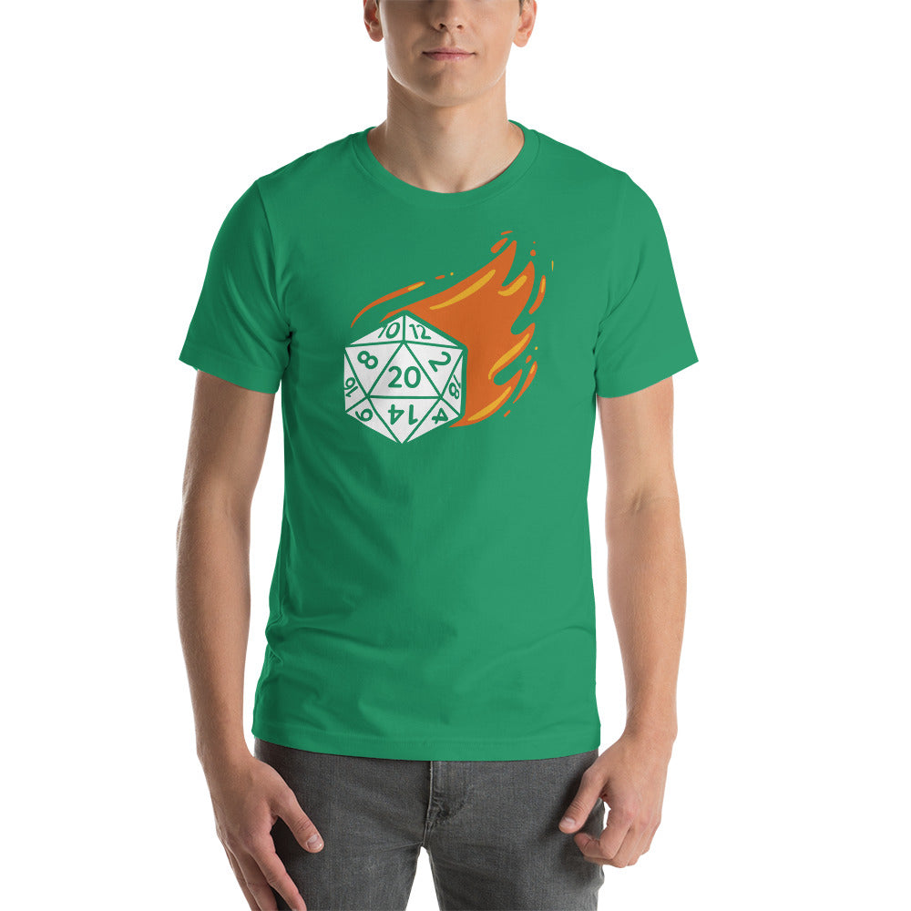 D20 D&D Dice on Fire Unisex T-Shirt