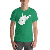 Board Game Meeple Heart Line in West Virginia Map Silhouette Unisex T-Shirt