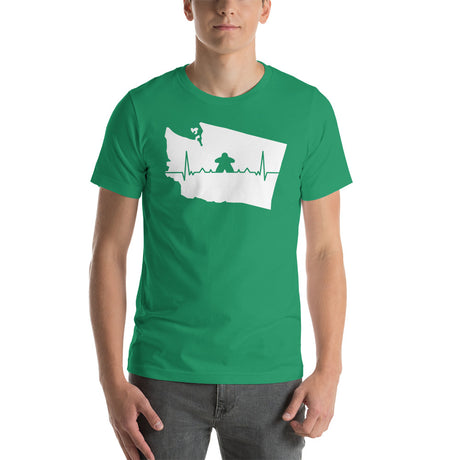 Board Game Meeple Heart Line in Washington Map Silhouette Unisex T-Shirt