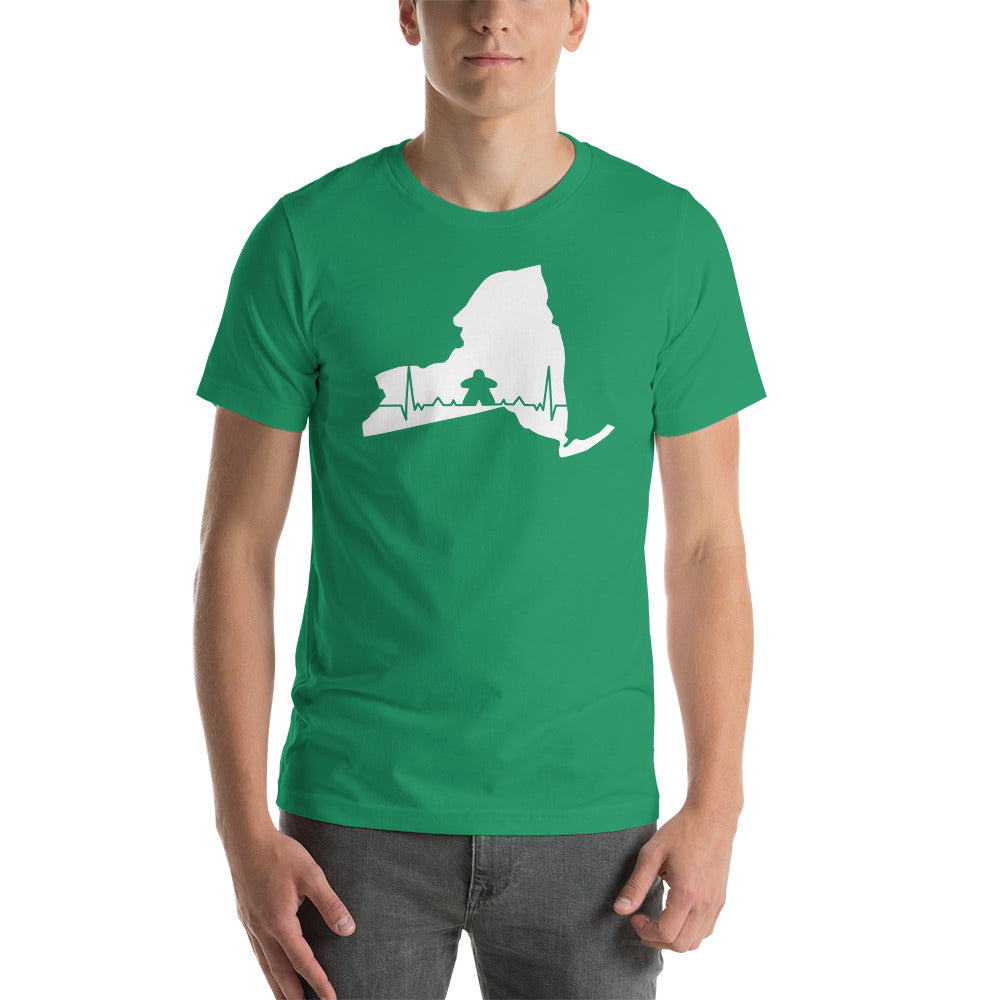 Board Game Meeple Heart Line in New York Map Silhouette Unisex T-Shirt