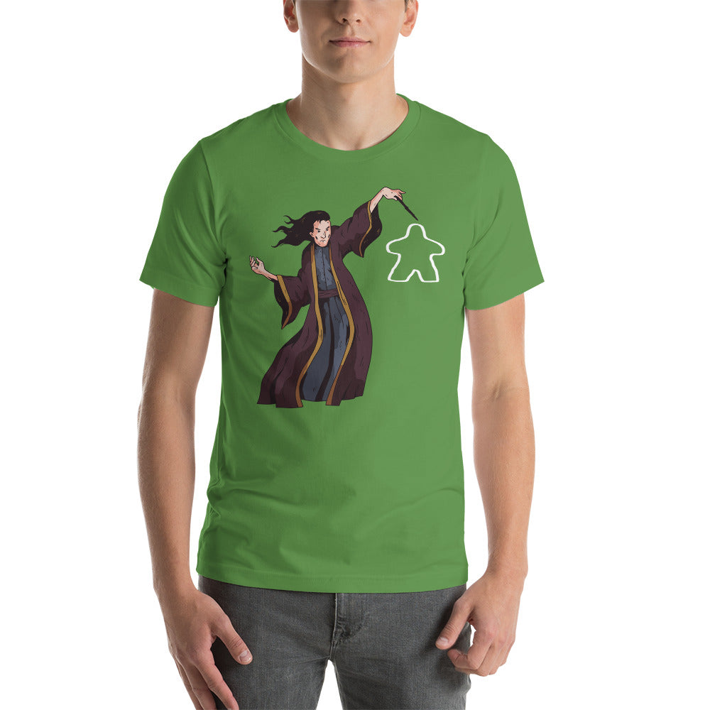 Wizard with a Wand Shaping a Meeple in the Air Unisex T-Shirt