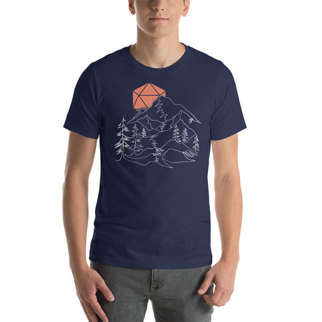 Sunset in D20 D&D Dice With Continuous Line Landscape Unisex T-Shirt