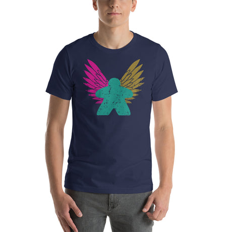 Grunge Board Game Meeple with Wings Unisex T-Shirt