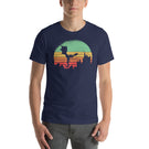 Dragon and Castle in a Retro Sunset Unisex T-Shirt