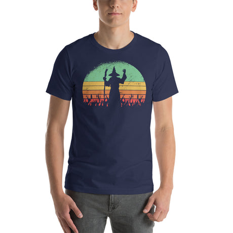 Wizard in Flames in Retro Sunset Unisex T-Shirt