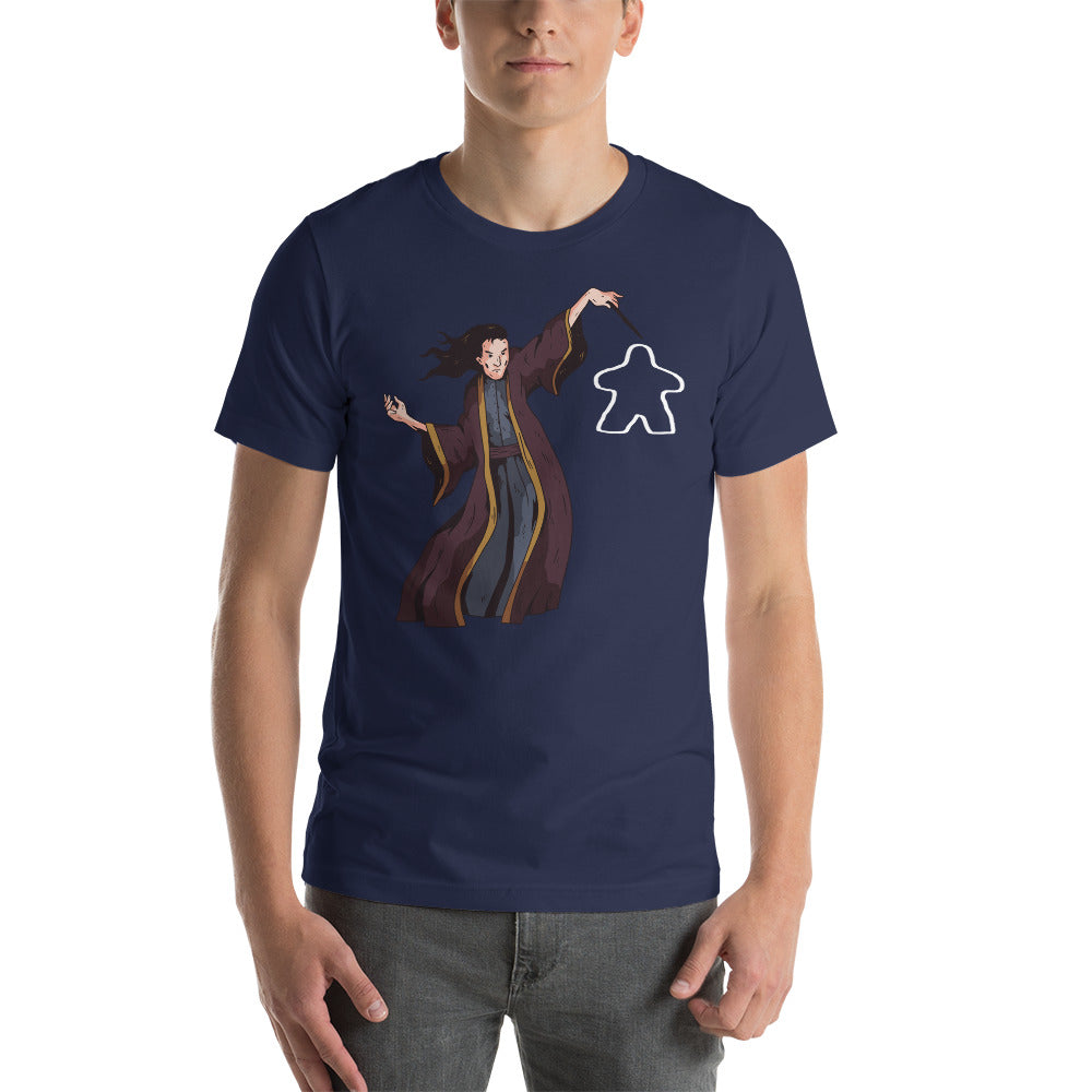 Wizard with a Wand Shaping a Meeple in the Air Unisex T-Shirt