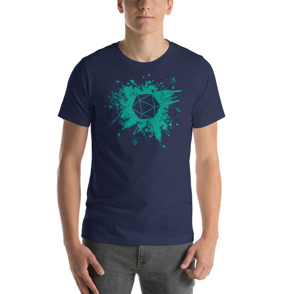 Green Ink Splash with D20 D&D Role Playing Game Dice Unisex T-Shirt