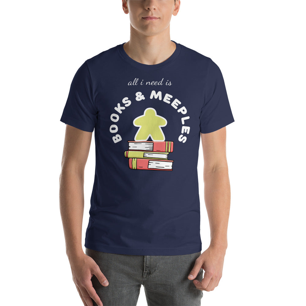 All I Need is Books & Meeples Unisex Board Game T-Shirt