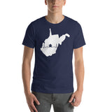 Board Game Meeple Heart Line in West Virginia Map Silhouette Unisex T-Shirt