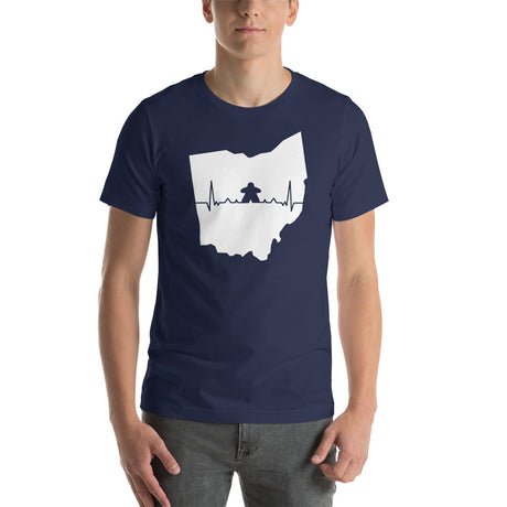 Board Game Meeple Heart Line in Ohio Map Silhouette Unisex T-Shirt