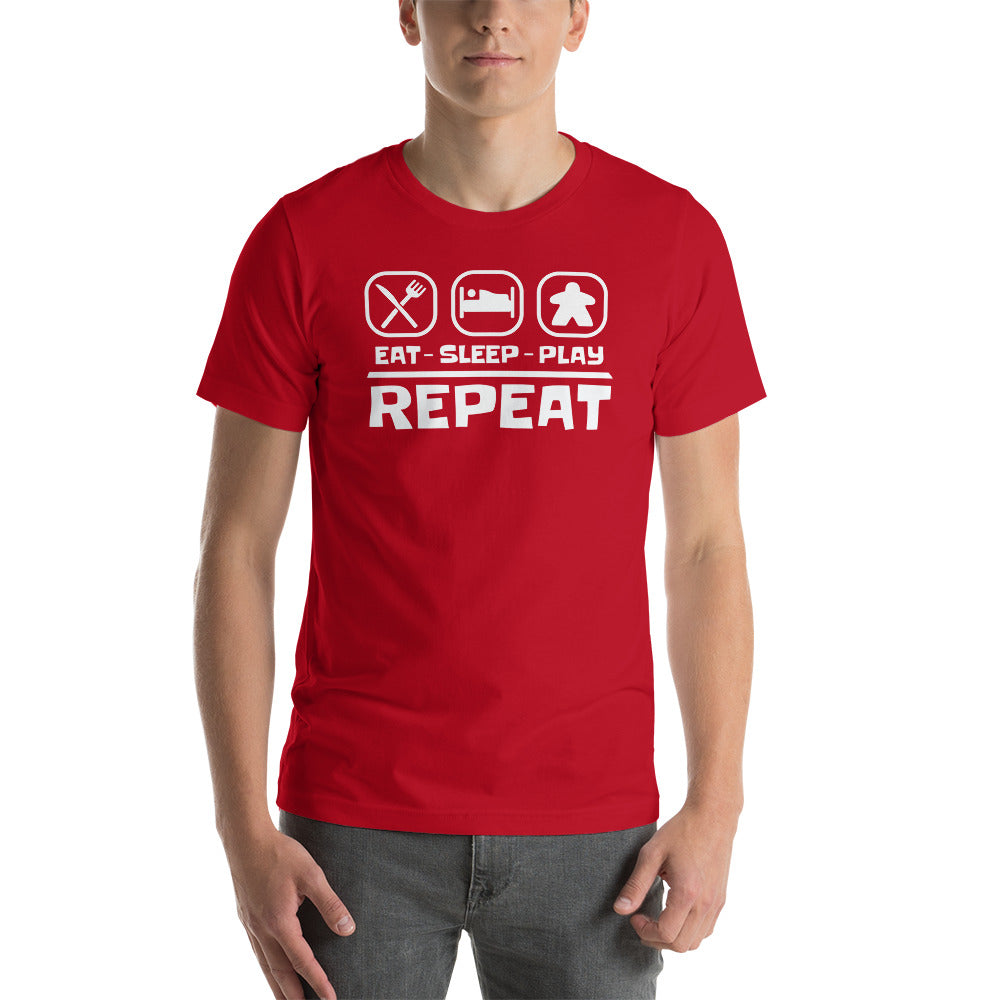 Eat Sleep Play Repeat Board Game Meeple Unisex T-Shirt