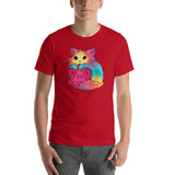 Cute Rainbow Cat Holding a D20 D&D Dice Unisex T-Shirt