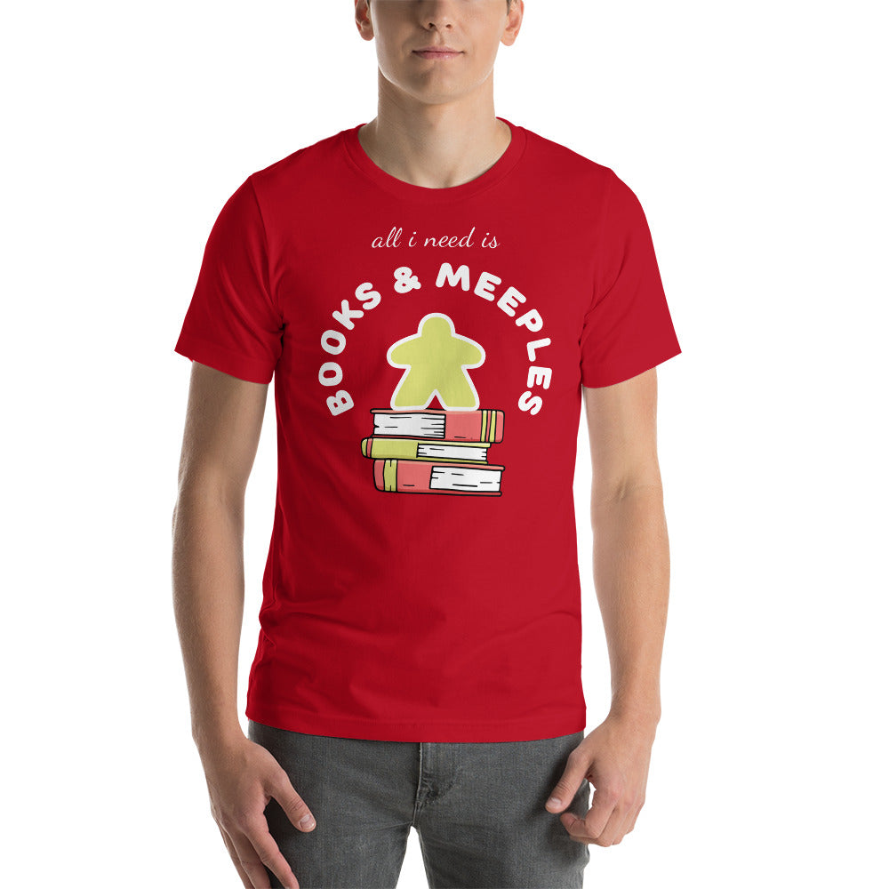 All I Need is Books & Meeples Unisex Board Game T-Shirt