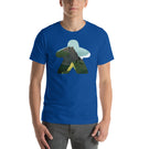 Board Game Meeple with Mountain View Inside with a Hiker and a Dog Unisex T-Shirt