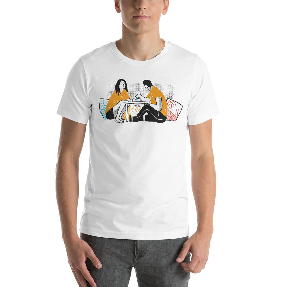 Couple Playing a Board Game Unisex T-Shirt