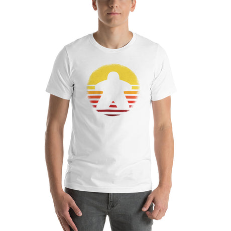 Board Game Meeple in Striped Sunset Unisex T-Shirt