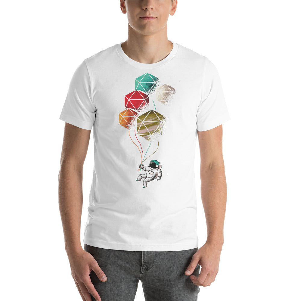 Astronaut With D20 D&D Dice Balloons Unisex T-Shirt