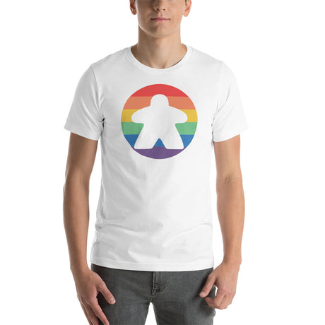 Meeple in a Rainbow Circle Unisex Board Game T-Shirt