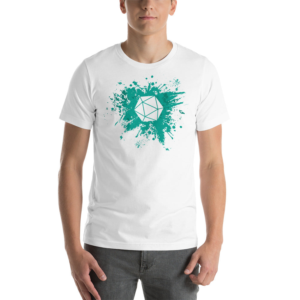 Green Ink Splash with D20 D&D Role Playing Game Dice Unisex T-Shirt