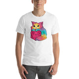 Cute Rainbow Cat Holding a D20 D&D Dice Unisex T-Shirt