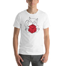 Cute White Cat Holding a D20 D&D Dice Unisex T-Shirt