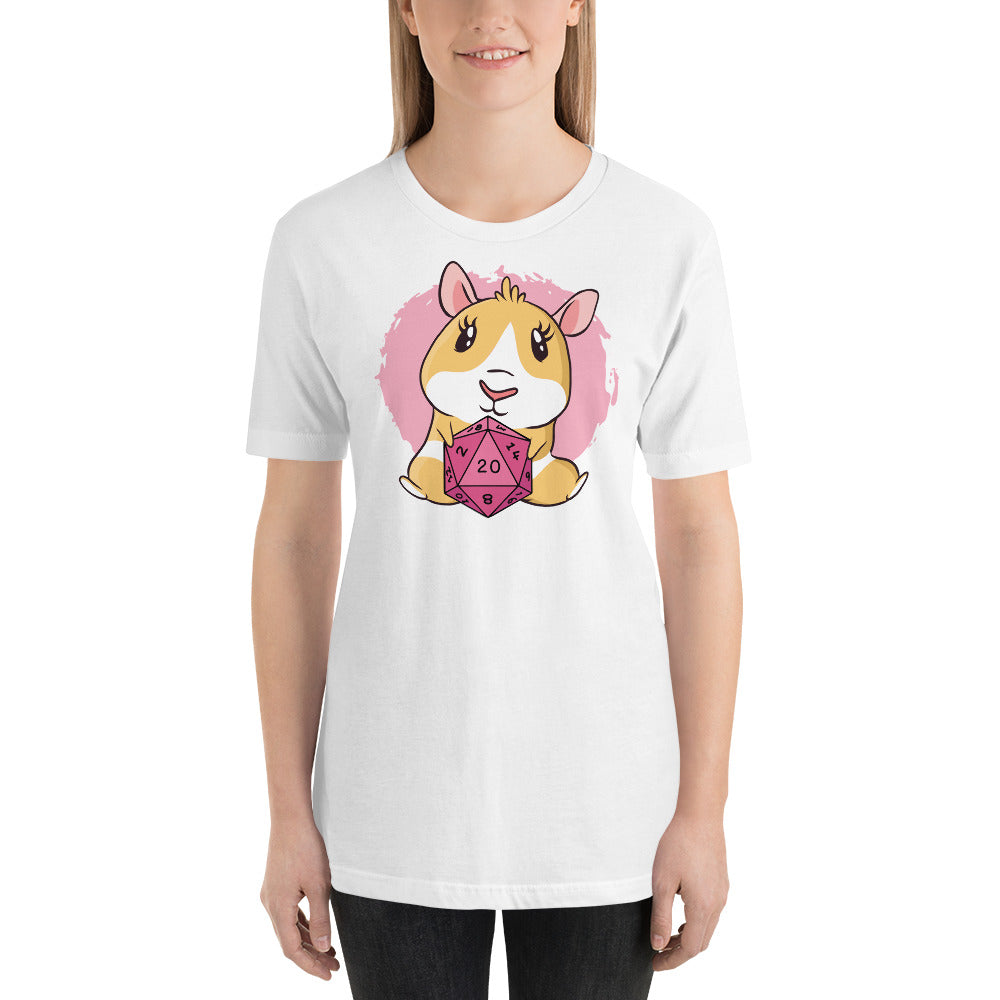 Cute Guinea Pig Holding a D20 D&D Dice Unisex T-Shirt