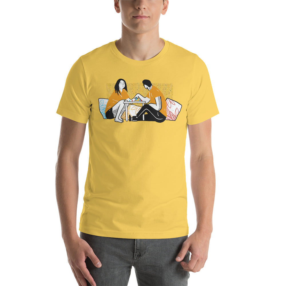 Couple Playing a Board Game Unisex T-Shirt