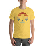 Board Game Meeple in a Striped Sunset Unisex T-Shirt