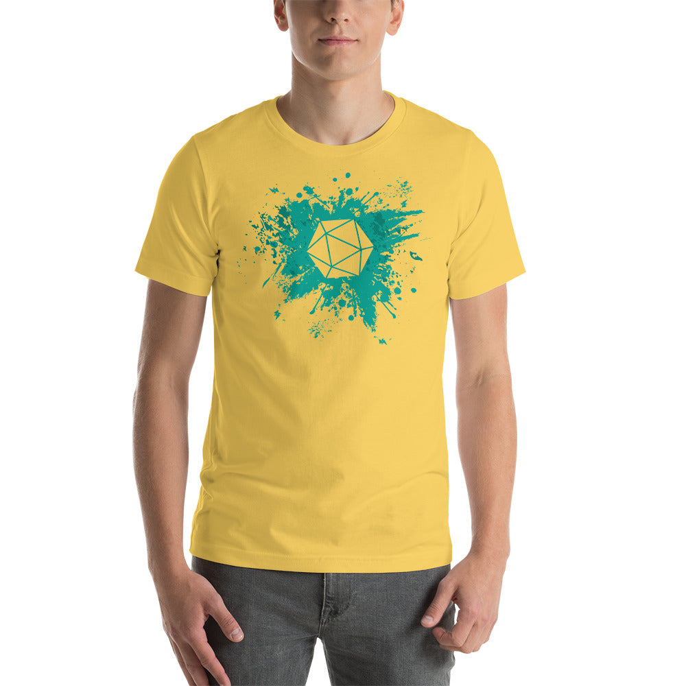 Green Ink Splash with D20 D&D Role Playing Game Dice Unisex T-Shirt