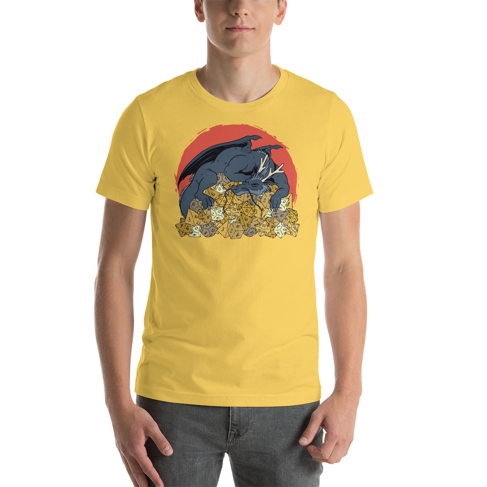 Dragon Sleeping on a Pile of D&D Dice Unisex T-Shirt