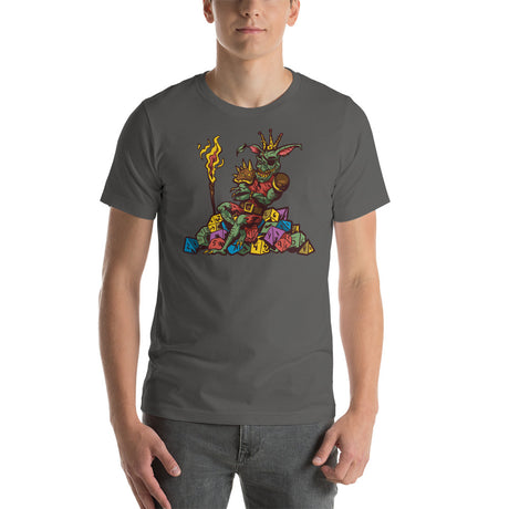 Goblin Sitting on a Pile of Colourful D&D Role Playing Game Dice Unisex T-Shirt