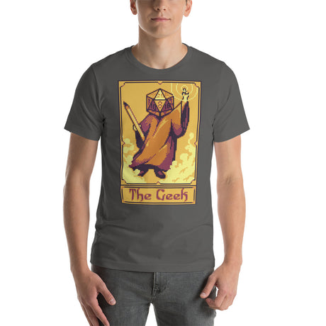 Tarot Card with Pixel Art - The Geek with D20 D&D Role Playing Game Dice Head Unisex T-Shirt