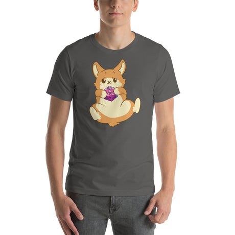 Cute Corgi Dog Holding a D20 Role Playing Game Dice Unisex T-shirt