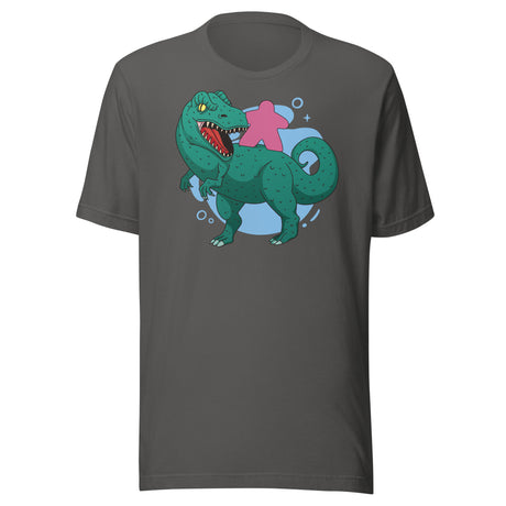 Pink Board Game Meeple on a Dinosaur Unisex T-Shirt