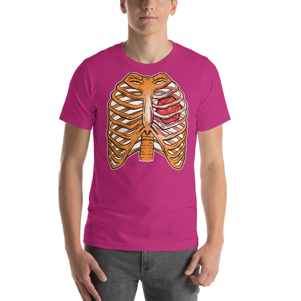 D20 D&D Role Playing Game Dice in a Rib Cage Unisex T-Shirt