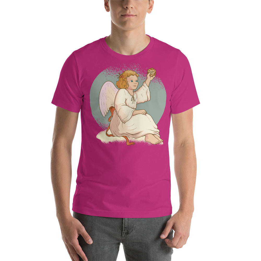 Christmas Angel Holding a D20 D&D Role Playing Game Dice Unisex T-Shirt