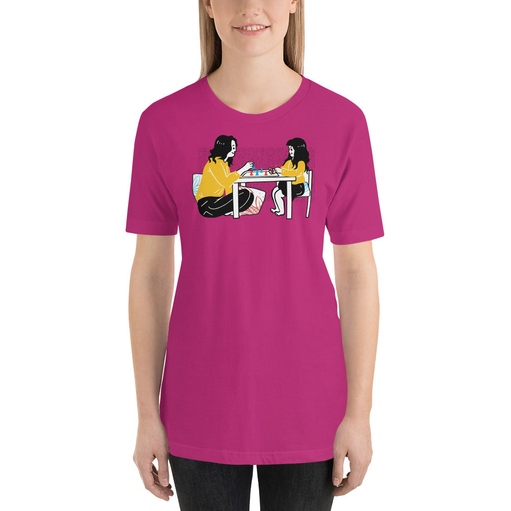 Mother and Daughter Playing Board Game Unisex T-Shirt