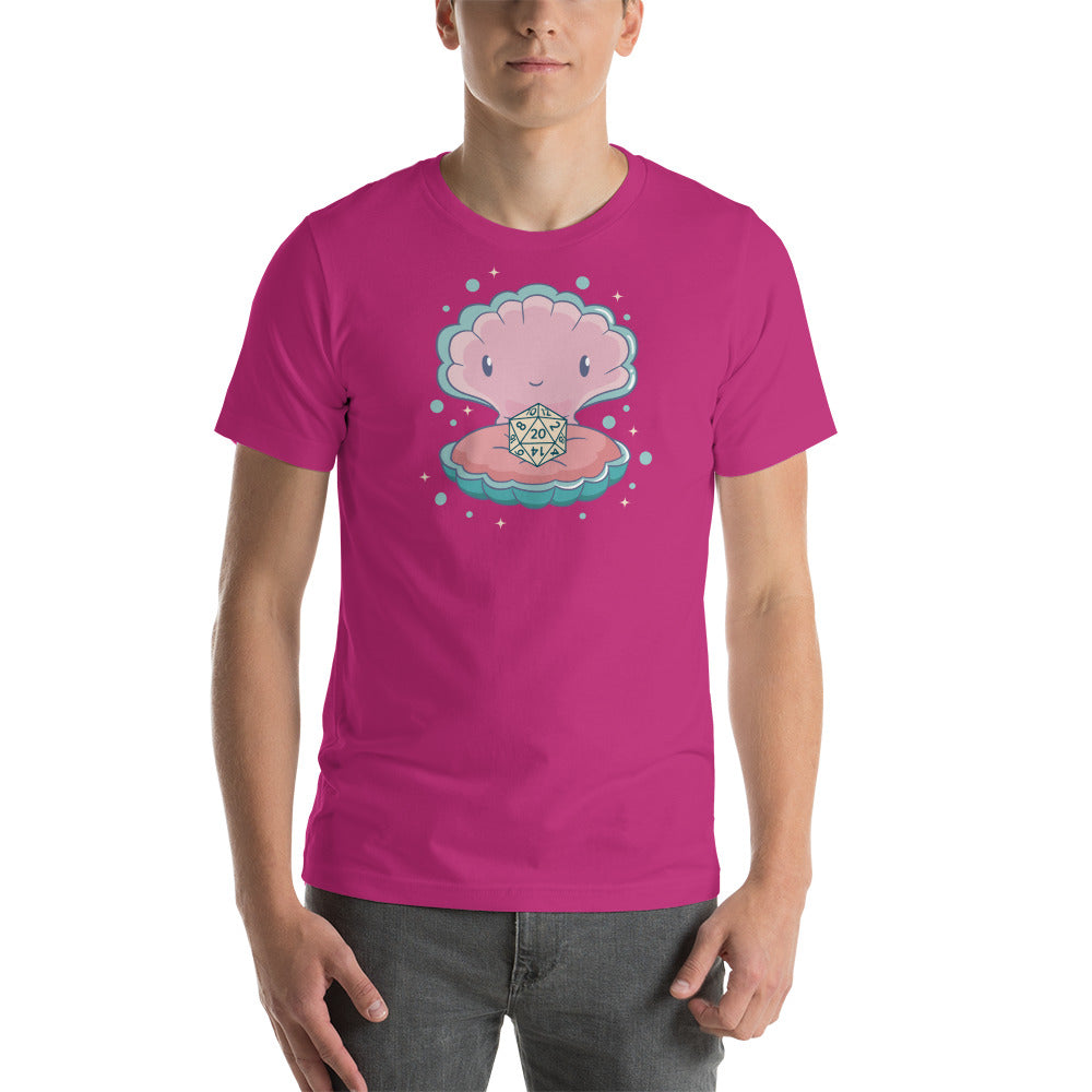 Cute Kawaii Clam with D20 Dice as a Pearl Unisex T-shirt