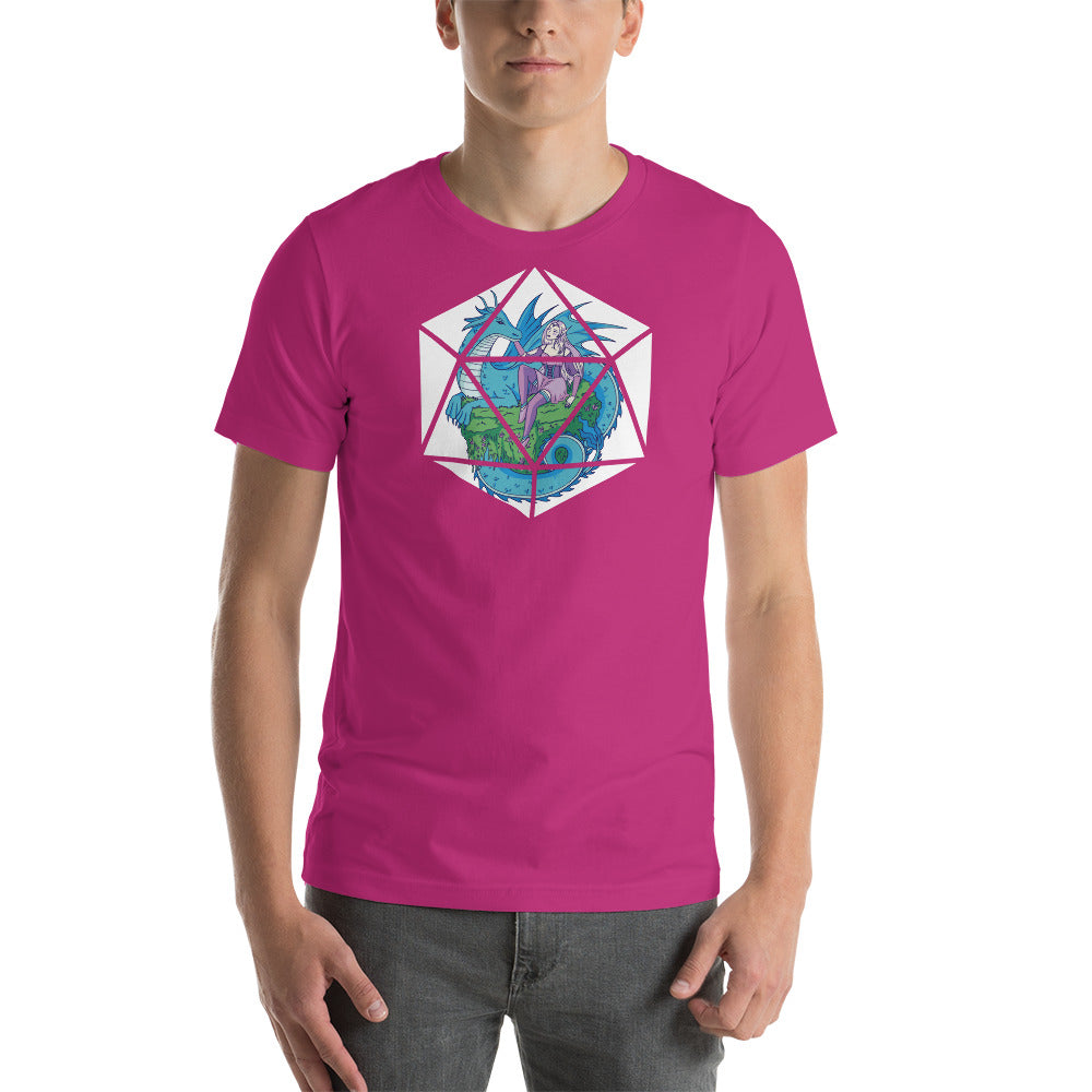 Dragon and Elf in a D20 Roleplaying Game Dice Unisex T-shirt