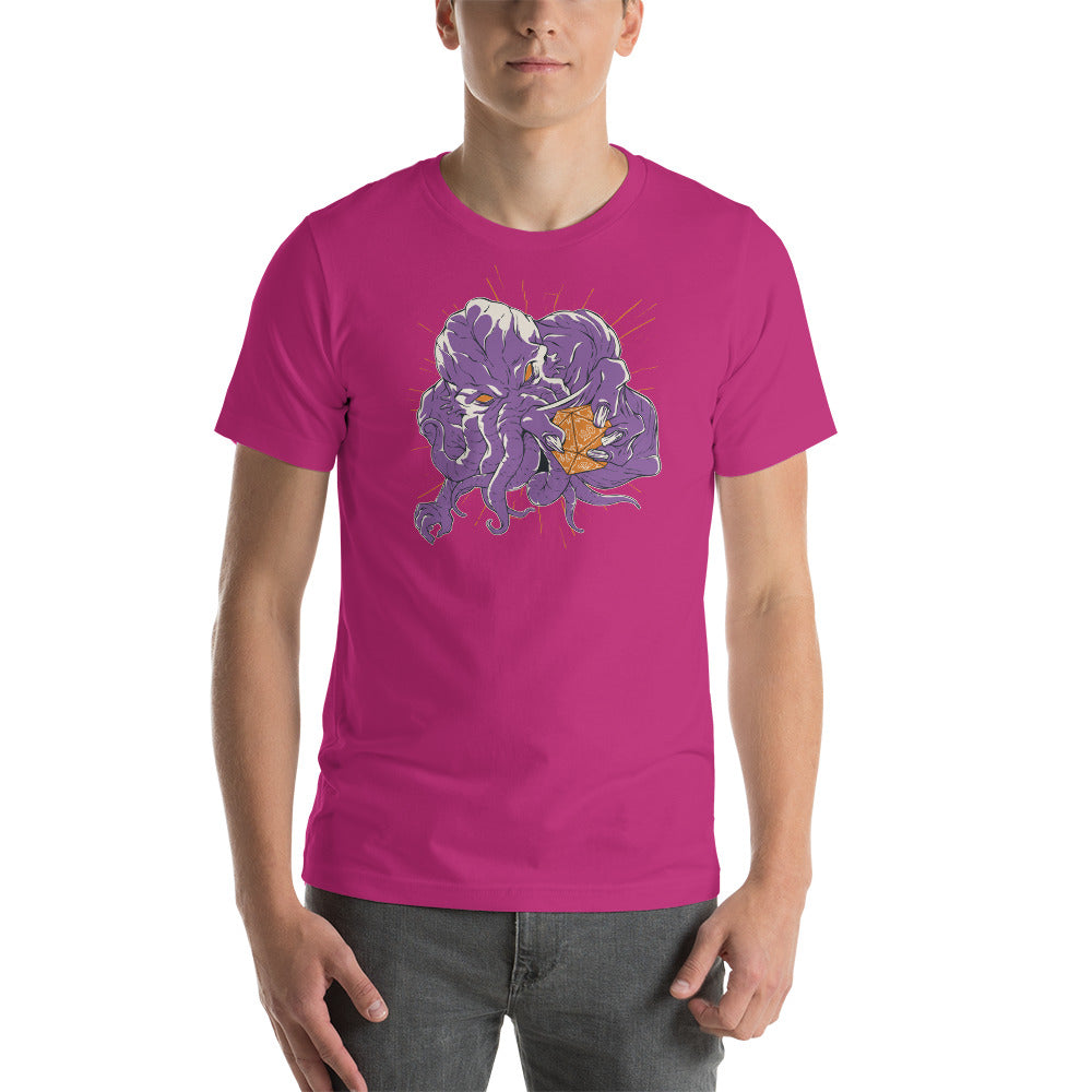 Cthulhu Holding a D20 Role Playing Game Dice - Unisex T-shirt