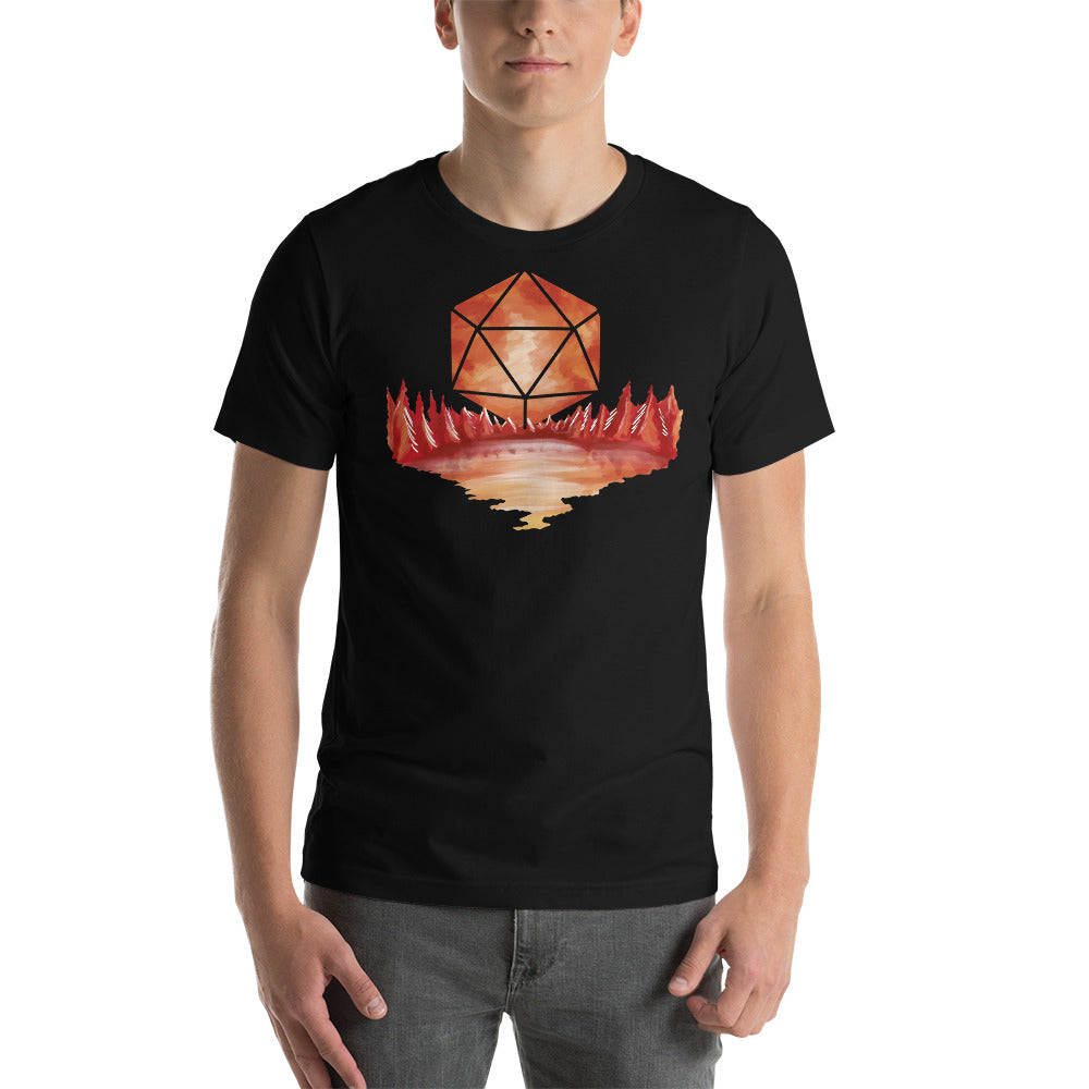 D20 Role Playing D&D Dice Red Moon Over Red Lake Unisex T-Shirt