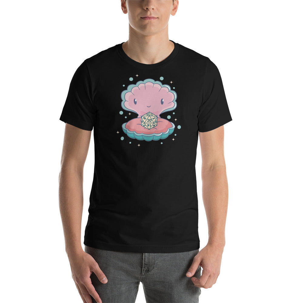 Cute Kawaii Clam with D20 Dice as a Pearl Unisex T-shirt