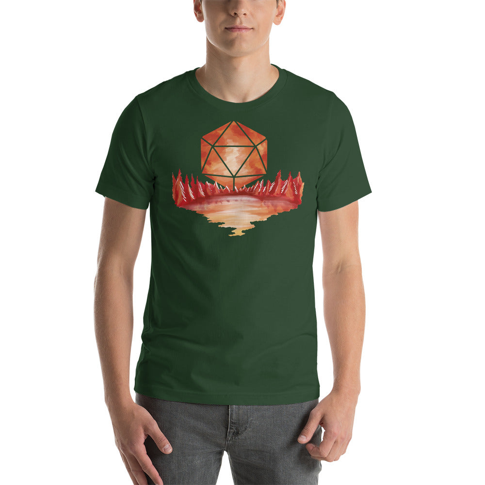 D20 Role Playing D&D Dice Red Moon Over Red Lake Unisex T-Shirt