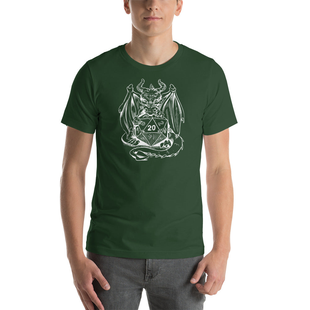 Dragon Holding a D20 Dice Unisex Board Game T-Shirt