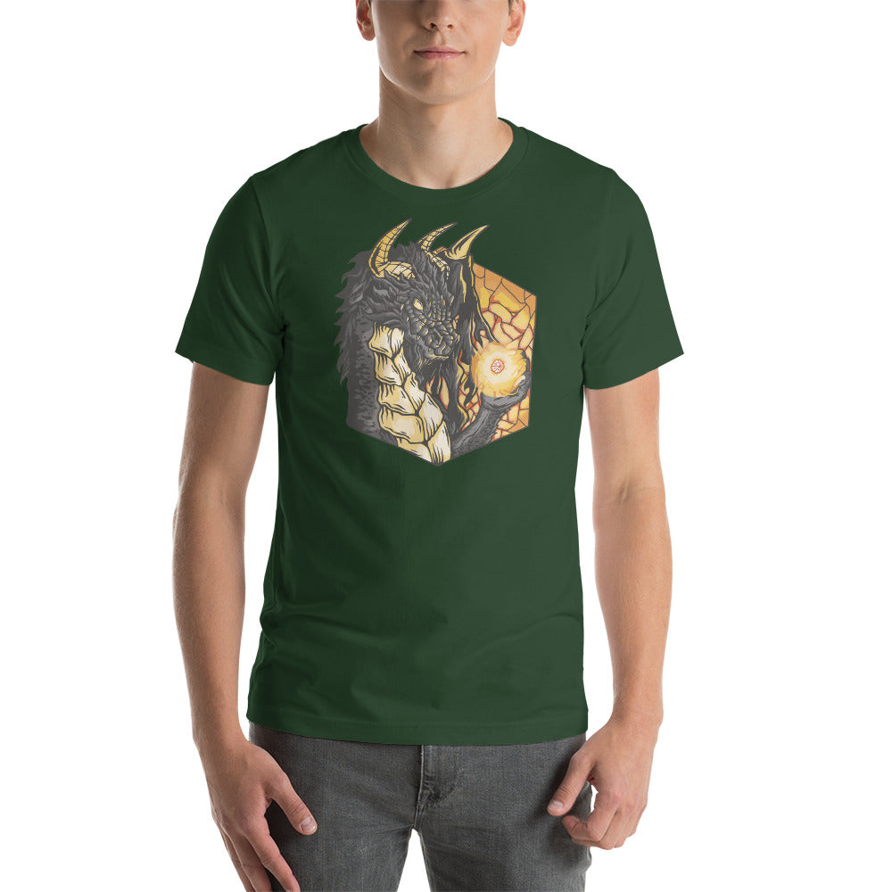 Dragon Holding a D20 Role Playing Game Dice Unisex T-shirt