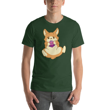 Cute Corgi Dog Holding a D20 Role Playing Game Dice Unisex T-shirt